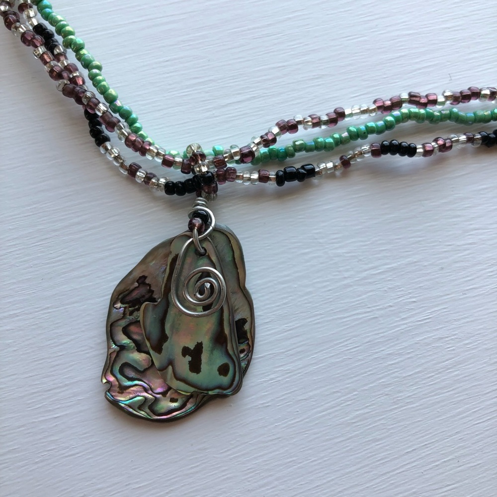 Iridescent abalone shell necklace